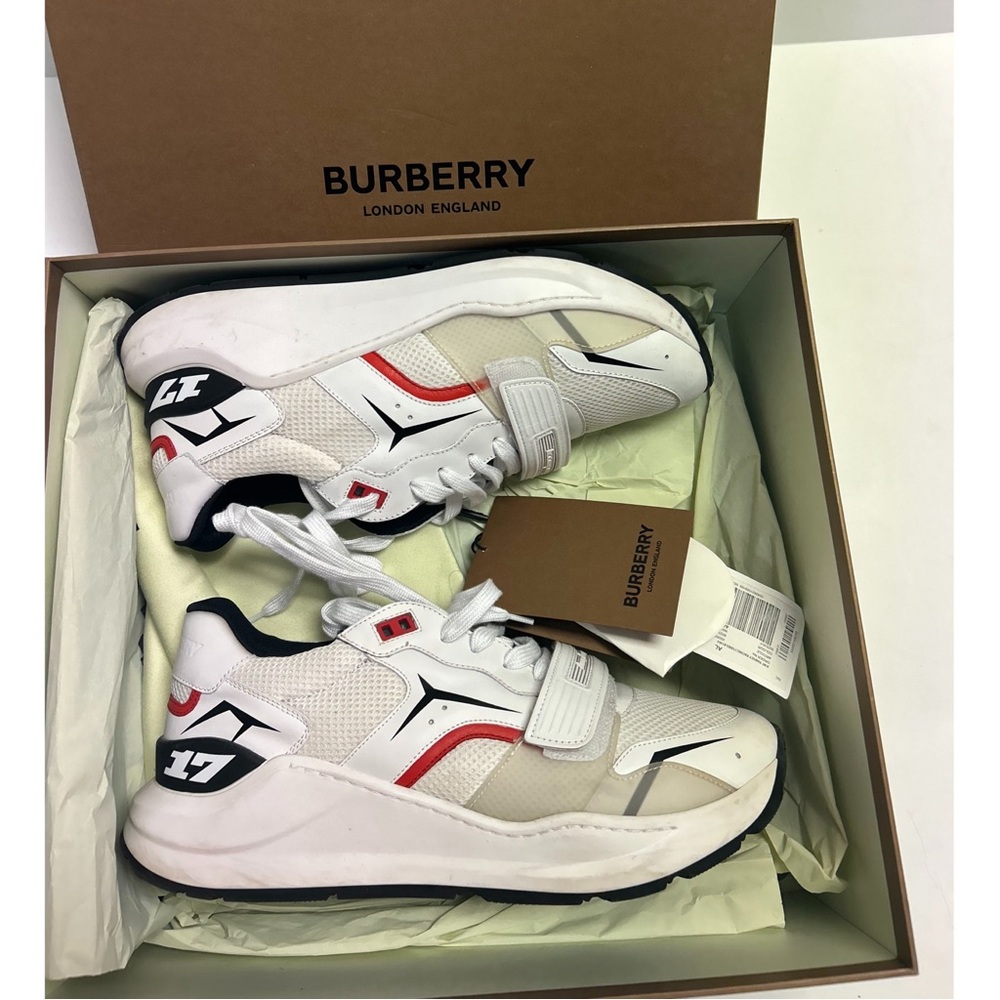 Burberry Ramsey Racing Low Top Sneakers Size 11 New White Multicolor - Picture 6 of 7